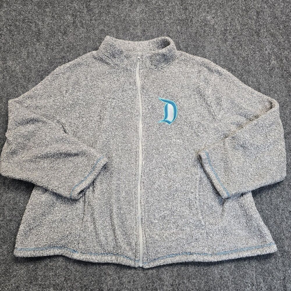 Disney Disneyland Sherpa Fleece Embroidered Jacket Womens 2X Gray Full Zip